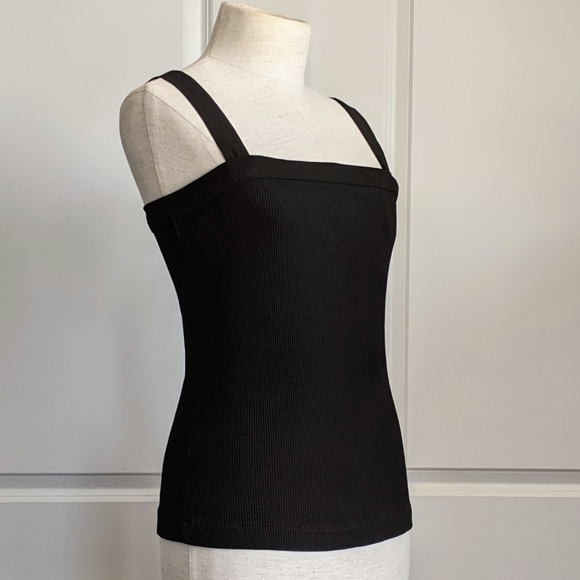 Citizens Of Humanity Florienne Tank Square Neck Rib Knit Fitted Black L NWT - Picture 1 of 15
